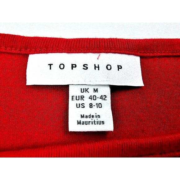 Topshop Sz 8-10 Womens Red Long Sleeve Chest Slit Snap Bodysuit Viscose Elastane - Picture 4 of 10